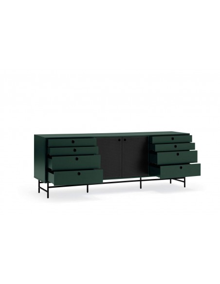 TEULAT APARADOR PUNTO 210x47, DM lacado verde y metal negro