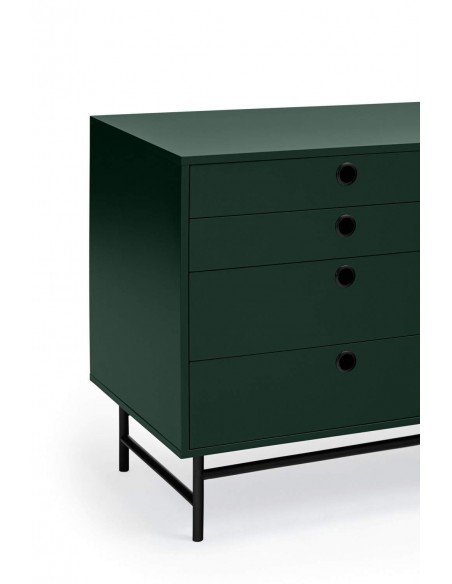 TEULAT APARADOR PUNTO 210x47, DM lacado verde y metal negro