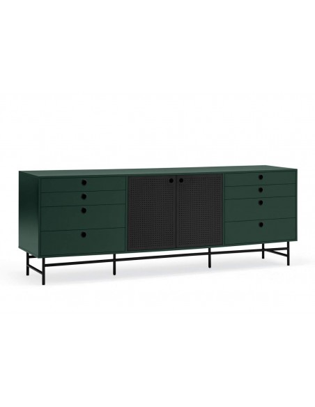 TEULAT APARADOR PUNTO 210x47, DM lacado verde y metal negro
