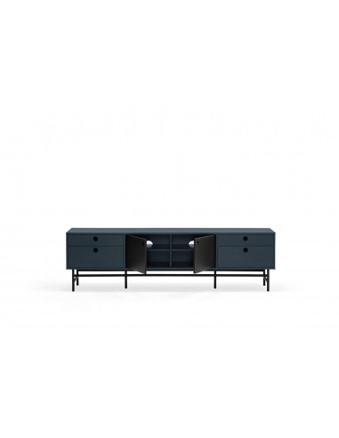 TEULAT armário TV ponto 180X40, DM lacado azul e metal preto