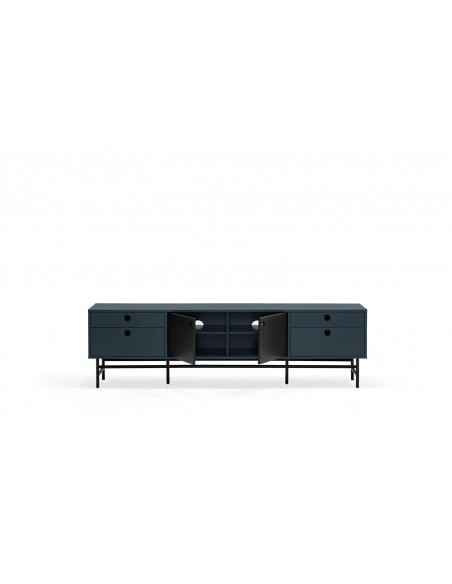 TEULAT MUEBLE TV PUNTO 180x40, DM lacado azul y metal negro TEULAT MUEBLE TV PUNTO 180x40, DM lacado azul y metal negro