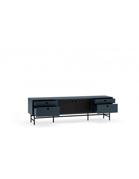 TEULAT MUEBLE TV PUNTO 180x40, DM lacado azul y metal negro TEULAT MUEBLE TV PUNTO 180x40, DM lacado azul y metal negro