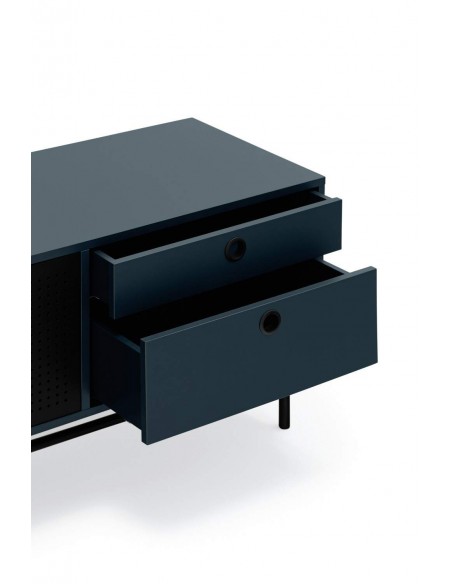 TEULAT MUEBLE TV PUNTO 180x40, DM lacado azul y metal negro TEULAT MUEBLE TV PUNTO 180x40, DM lacado azul y metal negro