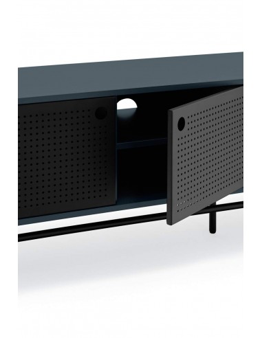 TEULAT armário TV ponto 180X40, DM lacado azul e metal preto