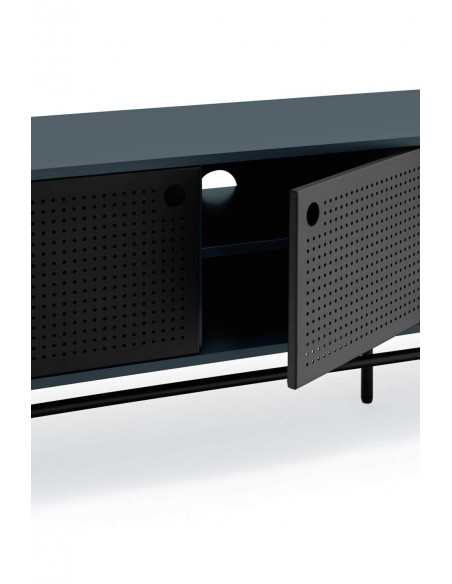 TEULAT MUEBLE TV PUNTO 180x40, DM lacado azul y metal negro TEULAT MUEBLE TV PUNTO 180x40, DM lacado azul y metal negro