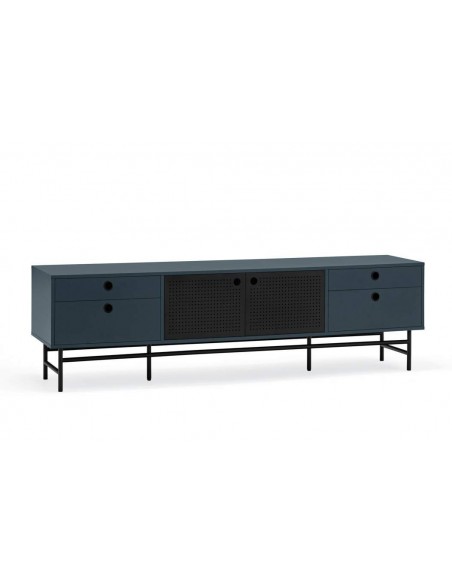 TEULAT armário TV ponto 180X40, DM lacado azul e metal preto