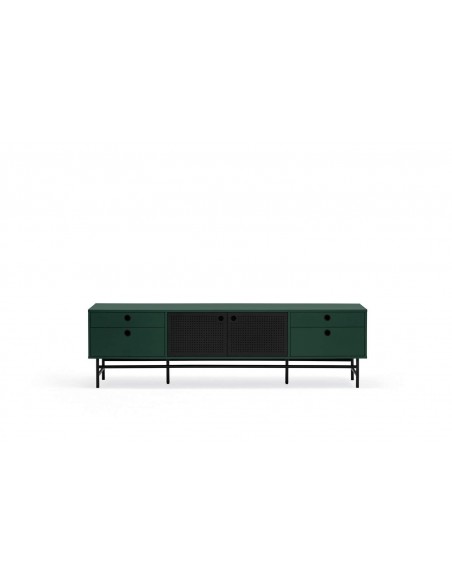 TEULAT MUEBLE TV PUNTO 180x40, DM lacado verde y metal negro