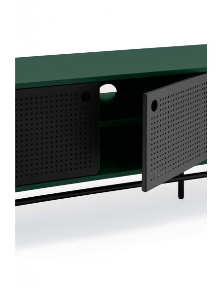TEULAT MUEBLE TV PUNTO 180x40, DM lacado verde y metal negro