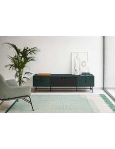 TEULAT MUEBLE TV PUNTO 180x40, DM lacado verde y metal negro 2