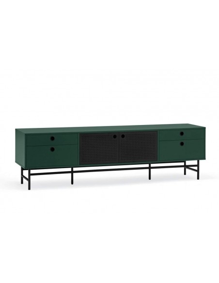 TEULAT armário TV ponto 180X40, DM lacado verde e metal preto