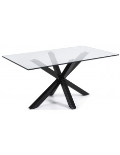 Design de tabela ARYA 160 x 90, epóxi, vidro transparente