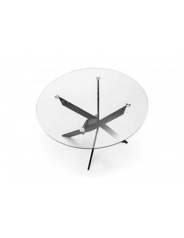 Thur 120 Mesa redonda de cristal, patas metal...