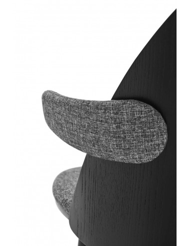 TEULAT SILLA CON BRAZOS UMA, negra y tela gris