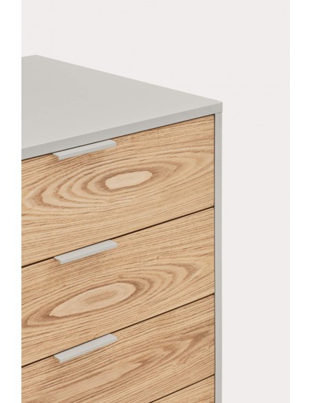 Teulat APARADOR SIERRA 160x47, DM lacado gris y chapa de roble