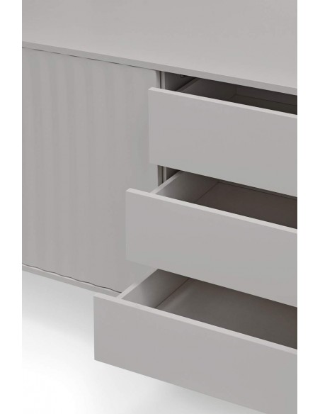 Aparador Teulat SIERRA 210x44, minimalista, MDF lacado cinza