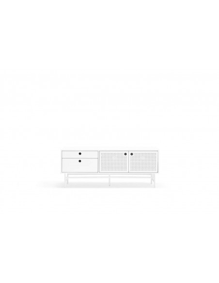 Móvel de TV TEULAT PUNTO 140x40, MDF lacado e metal branco
