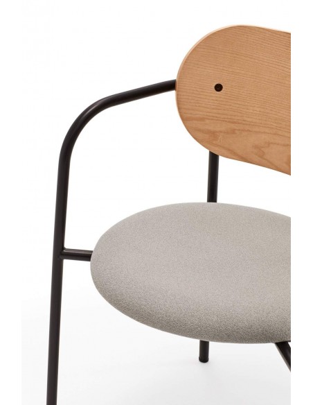 CADEIRA DE DESIGN TEULAT ECLIPSE, CARVALHO e tecido CINZENTO