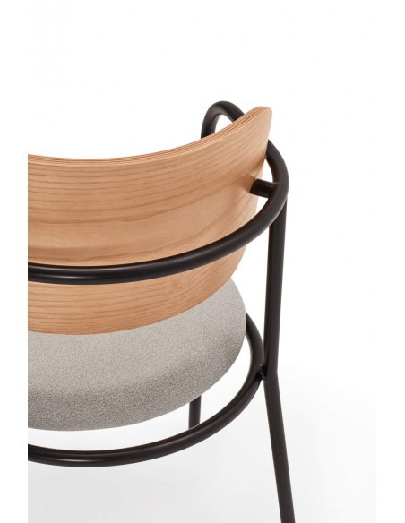 CADEIRA DE DESIGN TEULAT ECLIPSE, CARVALHO e tecido CINZENTO