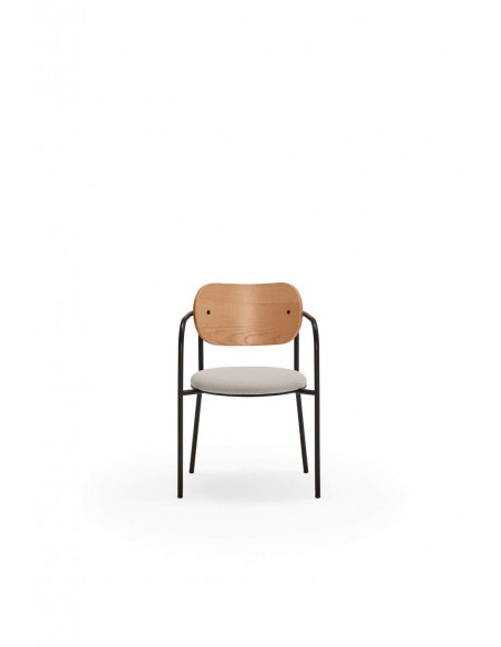 CADEIRA DE DESIGN TEULAT ECLIPSE, CARVALHO e tecido CINZENTO