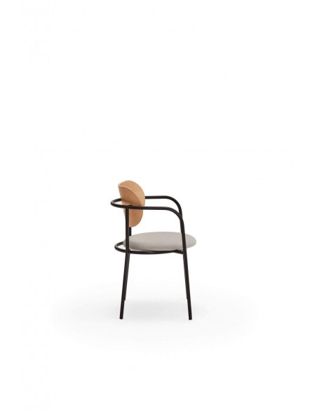 CADEIRA DE DESIGN TEULAT ECLIPSE, CARVALHO e tecido CINZENTO