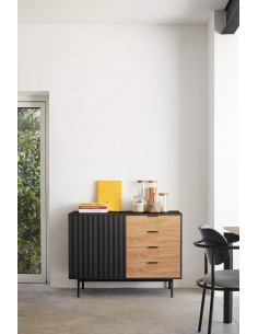 Aparador Teulat SIERRA 108x47, MDF lacado preto e... 2