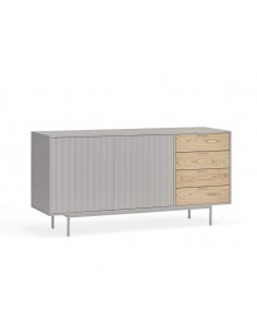 Teulat APARADOR SIERRA 160x47, DM lacado gris y chapa de...