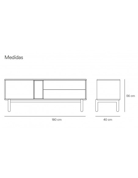 TEULAT MUEBLE TV CORVO 140x40, MDF lacado GRIS PERLA