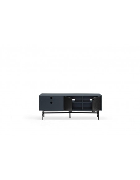 Móvel de TV TEULAT PUNTO 140x40, MDF lacado azul e metal preto