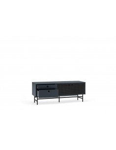 TEULAT MUEBLE TV PUNTO 140x40, DM lacado azul y metal negro 2