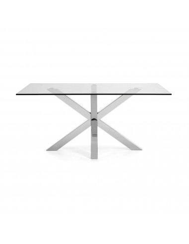 Mesa Arya de cristal y patas de acero...