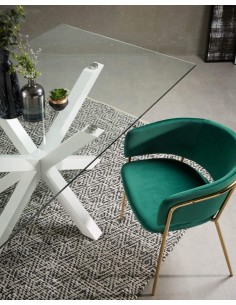 Mesa ARYA 180x100 Epoxy Branco Vidro Transparente 2