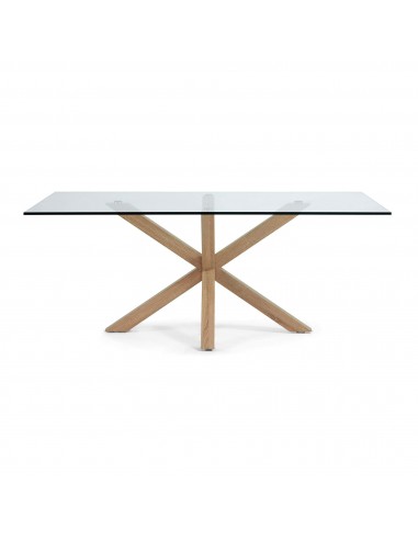 Mesa Arya de cristal y patas de acero efecto...