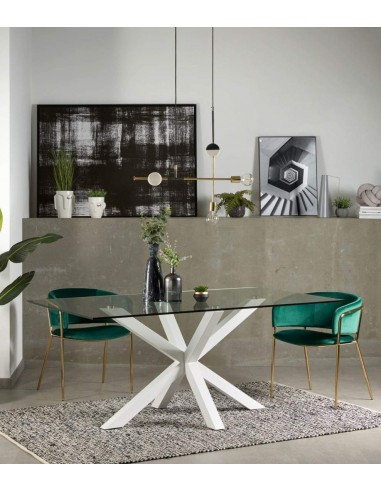 Mesa de diseño Argo 160x90, cristal y patas de...