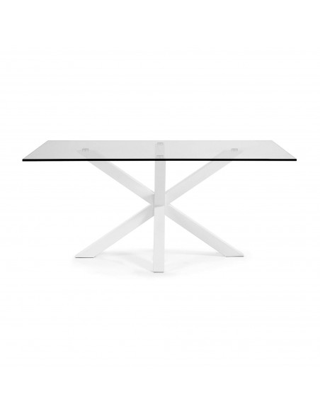 Mesa de vidro Argo e pés de aço acabamento branco 160 x 90 cm