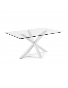 Mesa de vidro Argo e pés de aço acabamento branco 160 x...