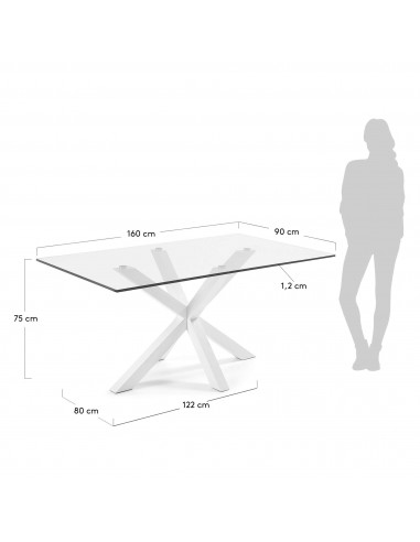 Mesa Argo de cristal y patas de acero acabado...