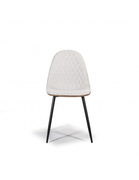 CADEIRA DE DESIGN SAIDI, tecido branco e castanho combinado.