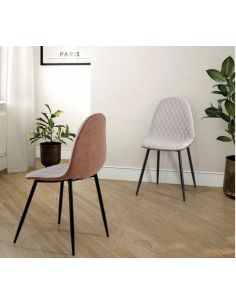SILLA DE DISEÑO SAIDI, tejido combinada Blanco y marrón. 2