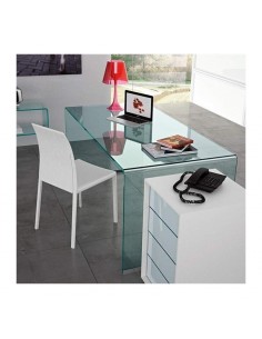 Mesa Escritorio de diseño minimalista BURANO 125x70 Cristal Transparente 2