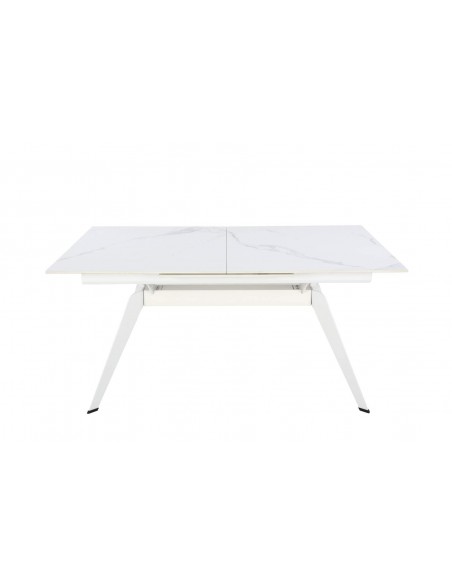 MESA EXTENSÍVEL LULA, 160/220 X 90 CM, tampo em CERÂMICA E PERNAS em metal branco