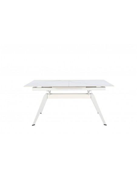 MESA EXTENSÍVEL LULA, 160/220 X 90 CM, tampo em CERÂMICA E PERNAS em metal branco