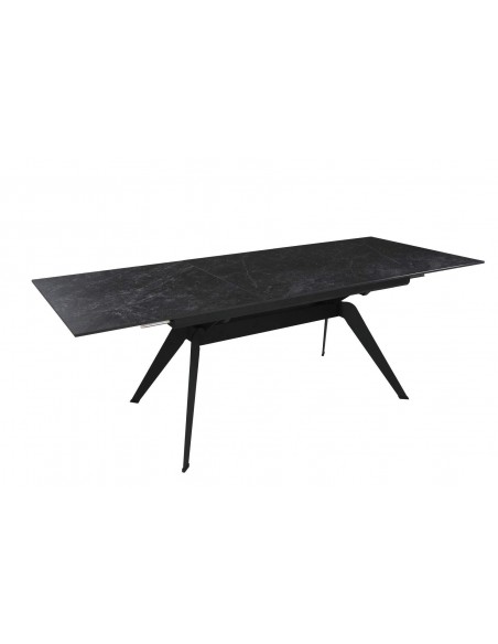 MESA EXTENSÍVEL LULA 160/220 X 90 CM, tampo CERÂMICO e pés em metal PRETO