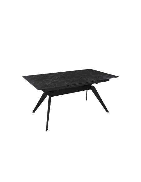 MESA EXTENSÍVEL LULA 160/220 X 90 CM, tampo CERÂMICO e pés em metal PRETO
