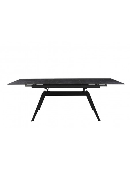MESA EXTENSÍVEL LULA 160/220 X 90 CM, tampo CERÂMICO e pés em metal PRETO