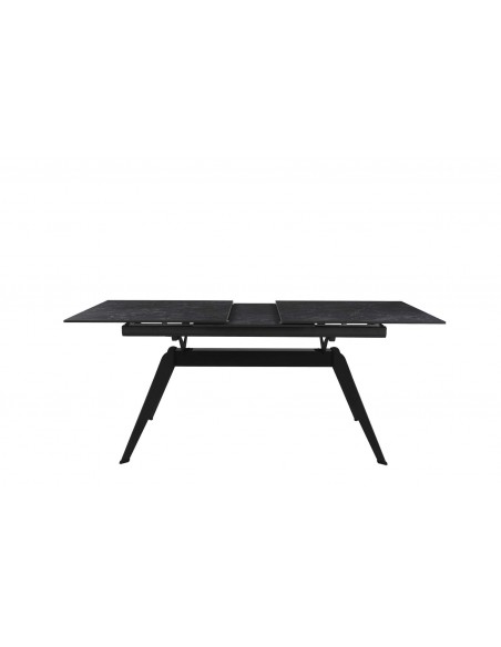 MESA EXTENSÍVEL LULA 160/220 X 90 CM, tampo CERÂMICO e pés em metal PRETO