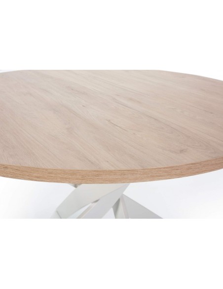 MESA REDONDA THER 120, melamina SAHARA y metal BLANCO