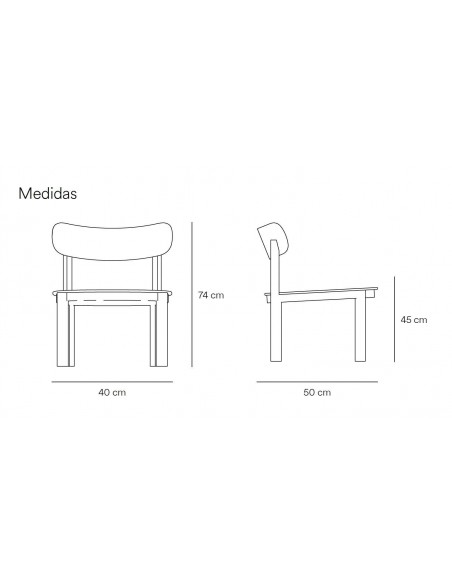 POLTRONA BAIXA DE TEULAT NARA, freixo acabado preto