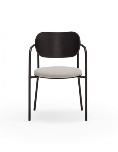 SILLA TEULAT ECLIPSE, madera NEGRA y tejido GRIS