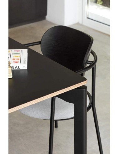 SILLA TEULAT ECLIPSE, madera NEGRA y tejido GRIS