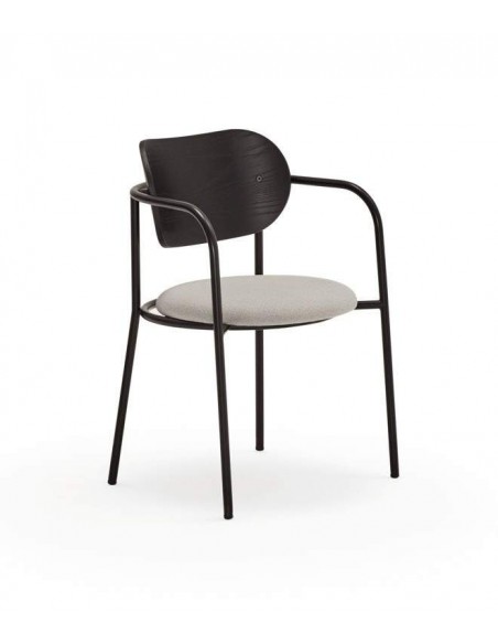 SILLA TEULAT ECLIPSE, madera NEGRA y tejido GRIS